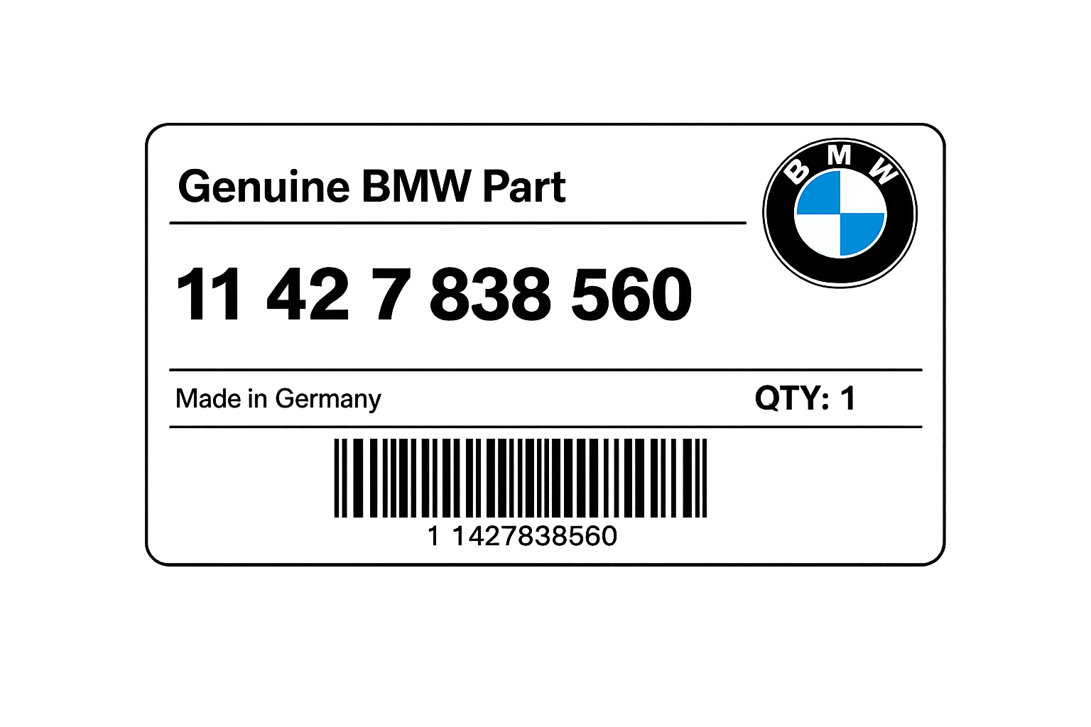 BMW Part Number Tag